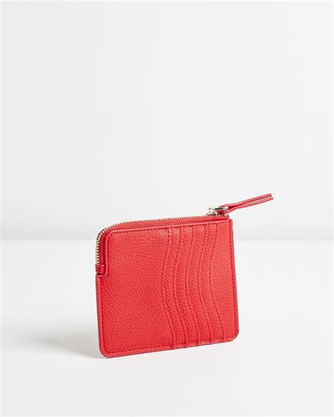 OLIVER BONAS Metallic Card Holder in Red .